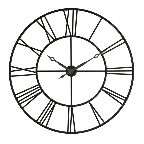 Skeleton Wall Clock - Black, Metal