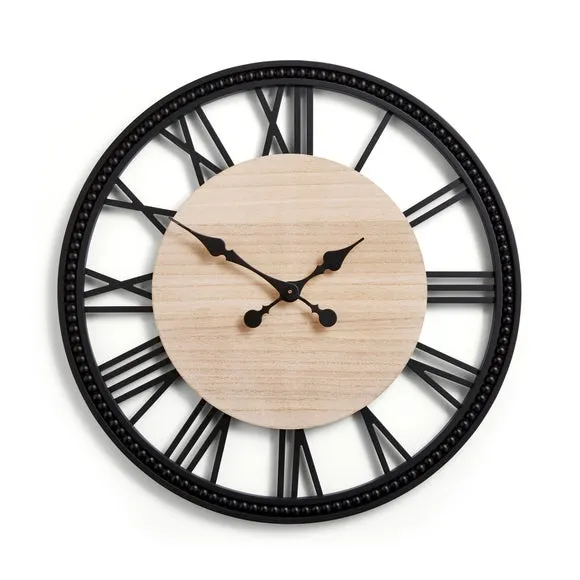 Skeleton Wall Clock - Black, Wood
