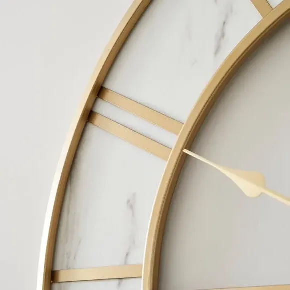 Skeleton Wall Clock - Gold, Marble Pattern