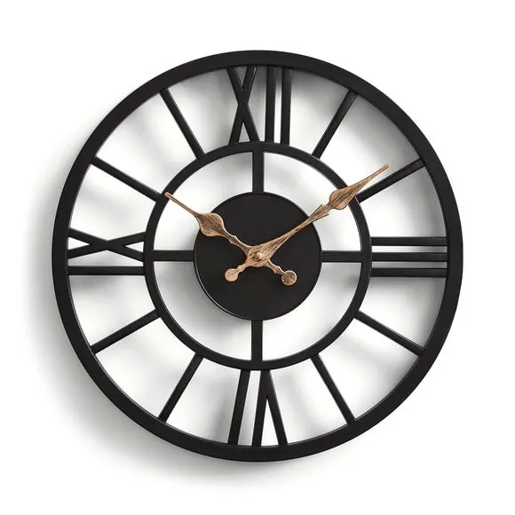 Skeleton Wall Clock Industrial Style - Black