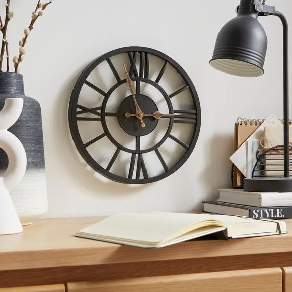 Skeleton Wall Clock Industrial Style - Black image
