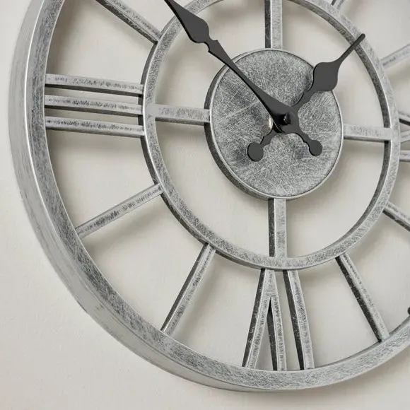 Skeleton Wall Clock Industrial Style - Silver