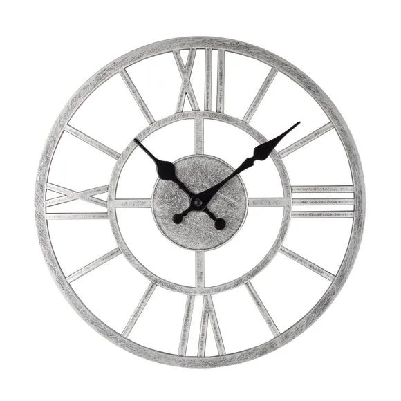 Skeleton Wall Clock Industrial Style - Silver