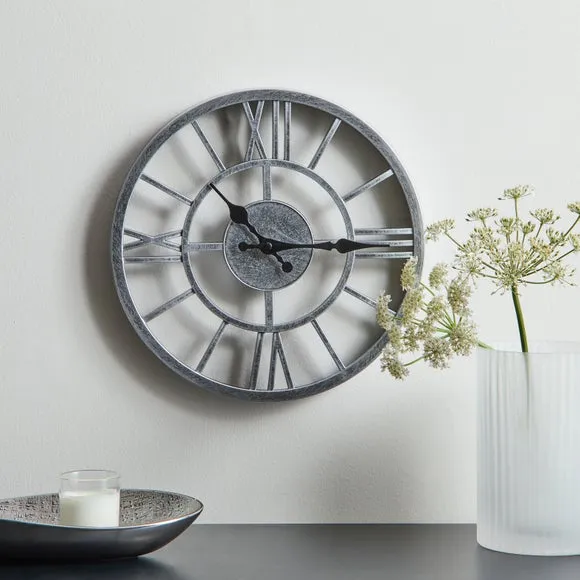 Skeleton Wall Clock Industrial Style - Silver
