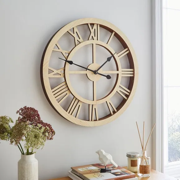 Skeleton Wall Clock - Wood Effect Finish image