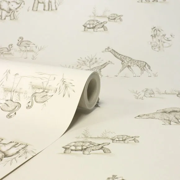 Sketched Animals Wallpaper - Natural