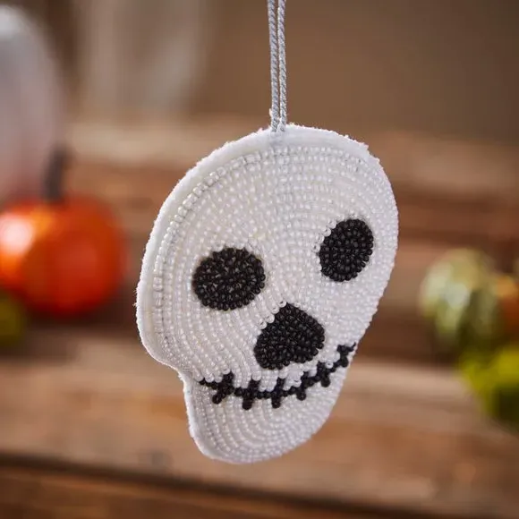 Skull Hanging Decoration - White, Beaded