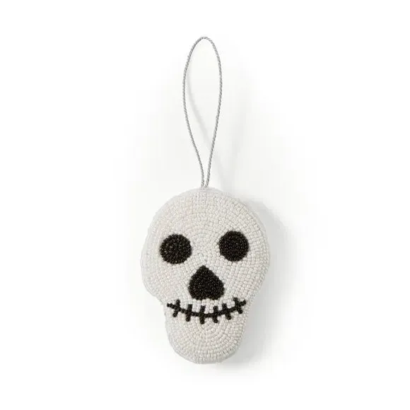 Skull Hanging Decoration - White, Beaded