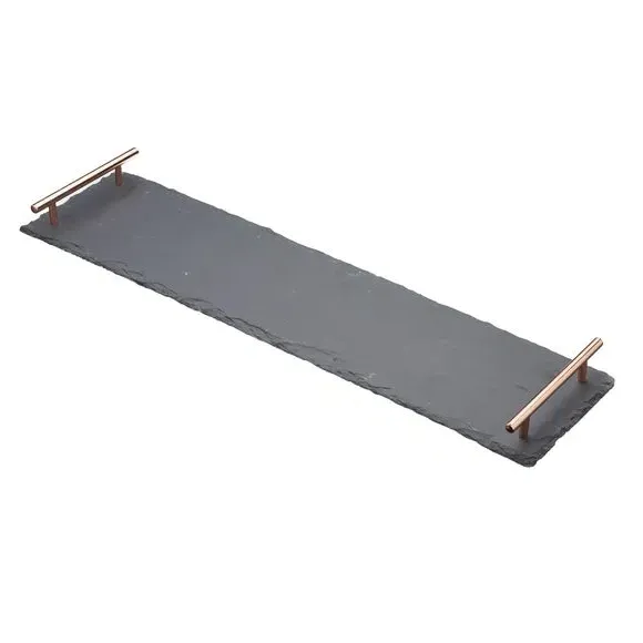 Slate Serving Platter with Handles - Black image