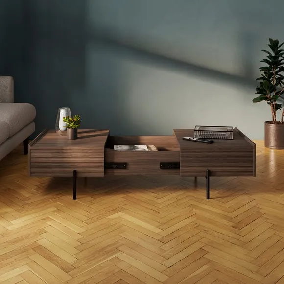 Sliding Coffee Table with Storage - Walnut