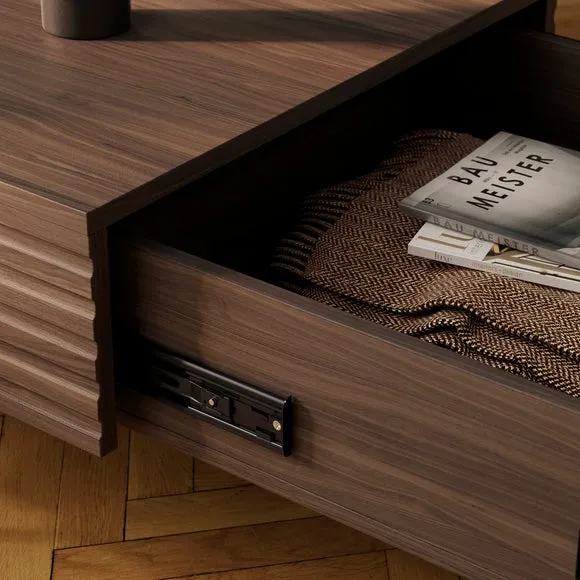 Sliding Coffee Table with Storage - Walnut