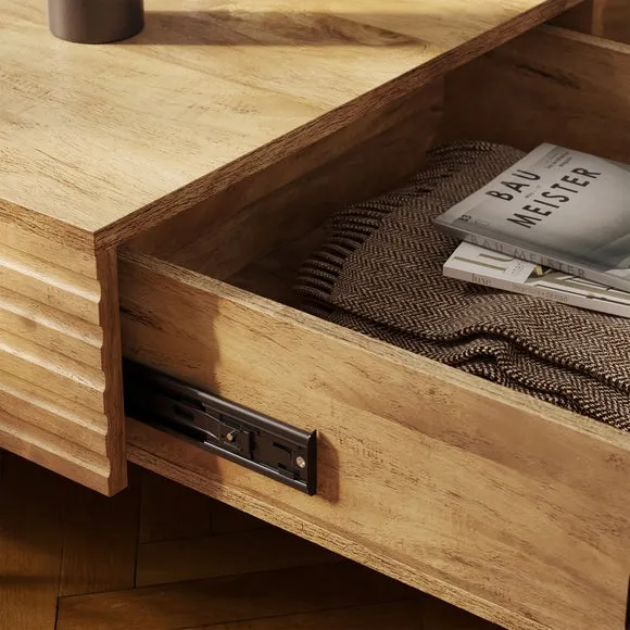 Sliding Coffee Table with Storage - Wood