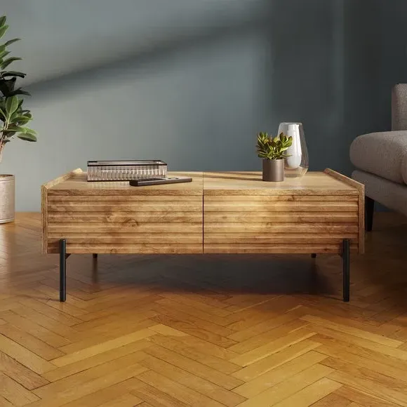 Sliding Coffee Table with Storage - Wood