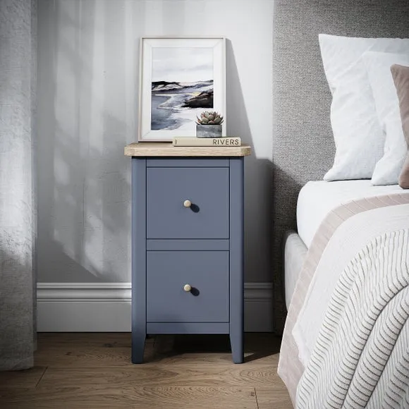 Slim Bedside Table - Blue, Pine image