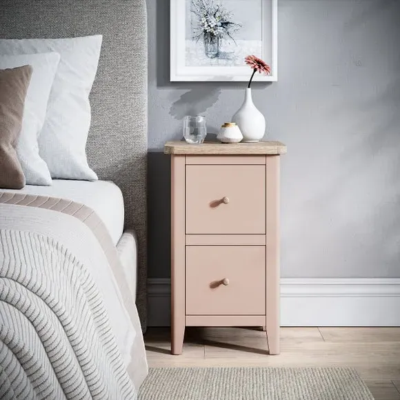 Slim Bedside Table - Pink, Pine