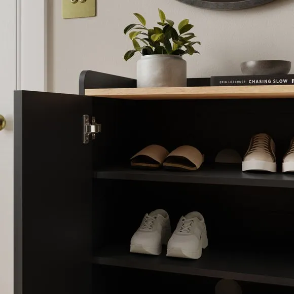 Slim Hallway Unit with Storage - Black, Oak