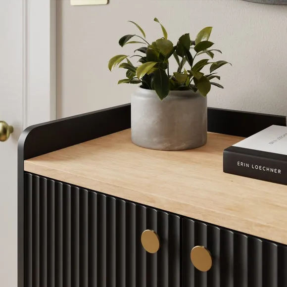 Slim Hallway Unit with Storage - Black, Oak