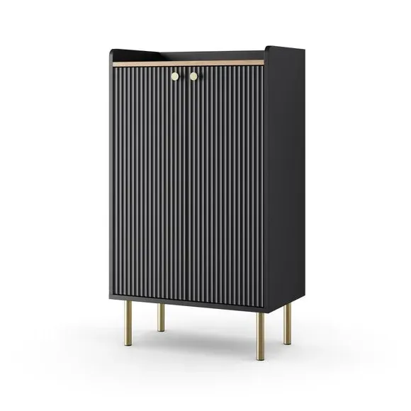 Slim Hallway Unit with Storage - Black, Oak
