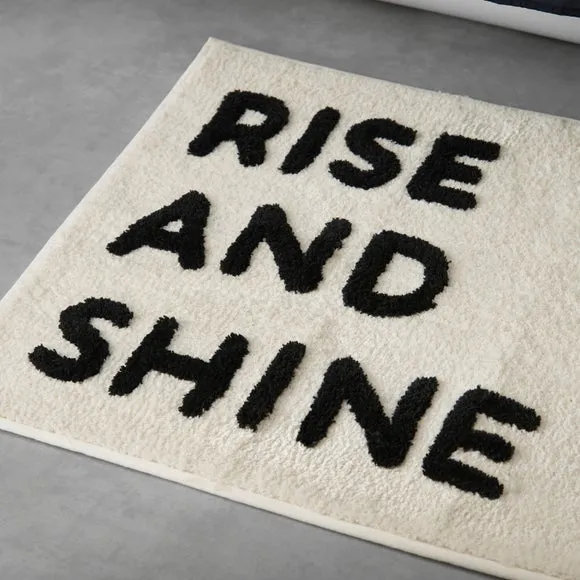 Slogan Bath Mat with Non-Slip - Black/White