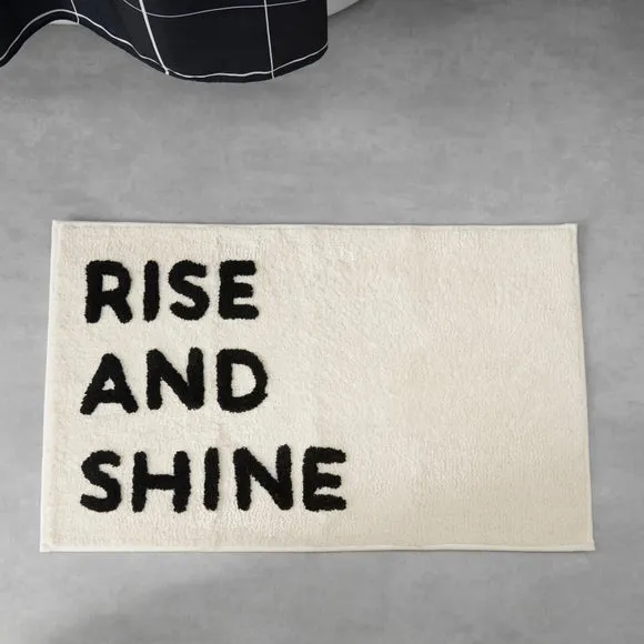 Slogan Bath Mat with Non-Slip - Black/White