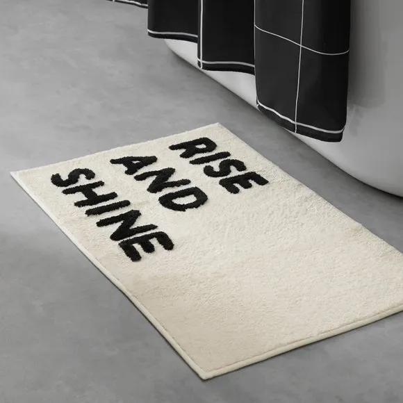 Slogan Bath Mat with Non-Slip - Black/White image