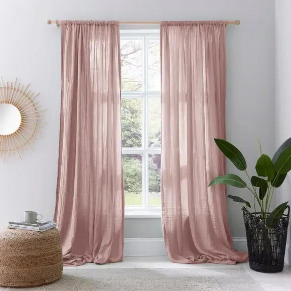 Slot Top Curtains - Blush, Cotton Muslin