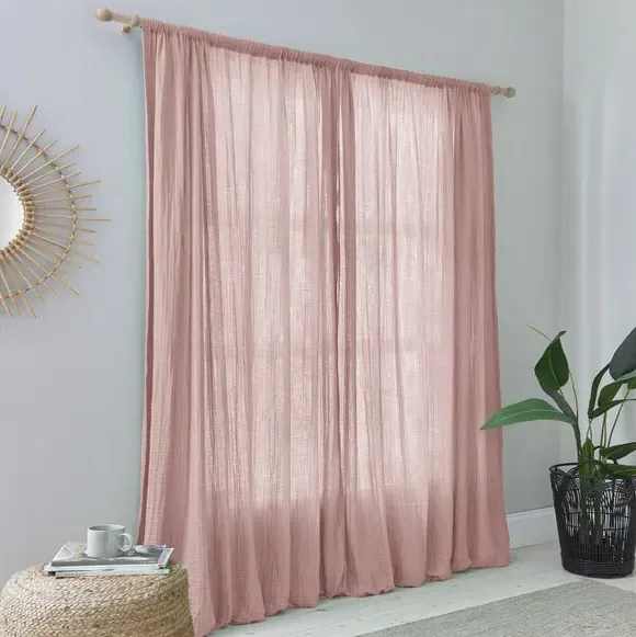 Slot Top Curtains - Blush, Cotton Muslin