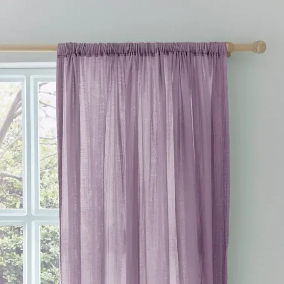 Slot Top Curtains - Mauve, Cotton Muslin