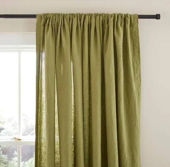Slot Top Curtains - Olive, Linen image