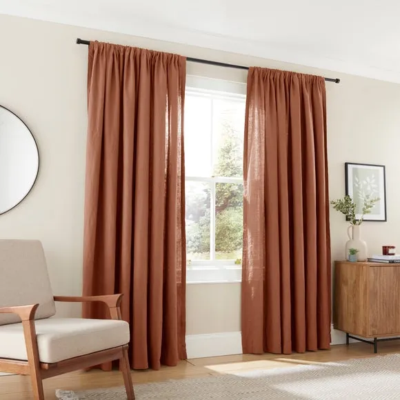 Slot Top Curtains - Terracotta, Linen