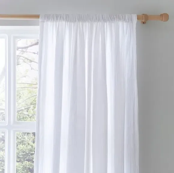 Slot Top Curtains - White, Cotton Muslin