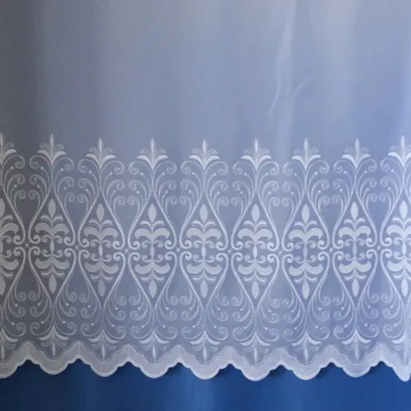Slot Top Net Curtain Fabric - White, Voile