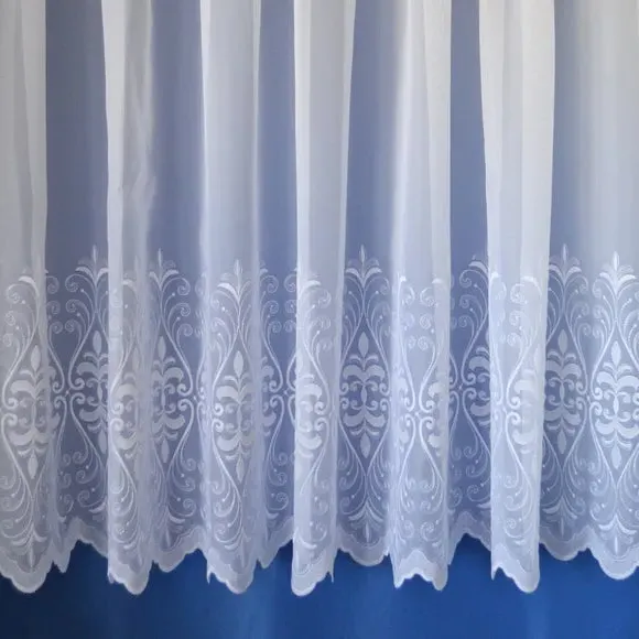 Slot Top Net Curtain Fabric - White, Voile
