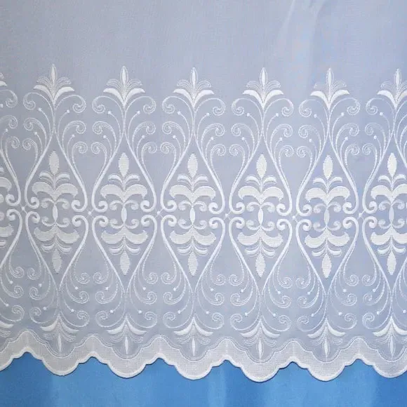 Slot Top Net Curtain Fabric - White, Voile