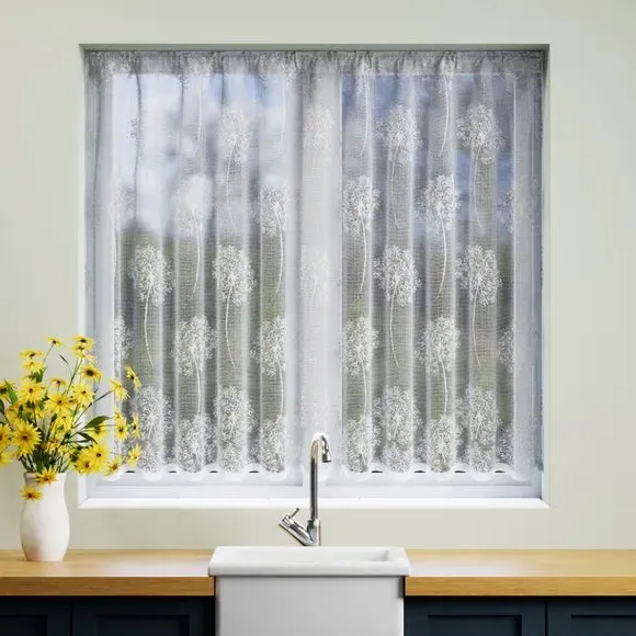 Slot Top Net Curtain - White, Lace image