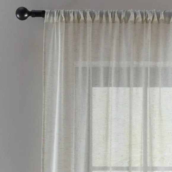 Slot Top Unlined Curtains - Natural, Voile image