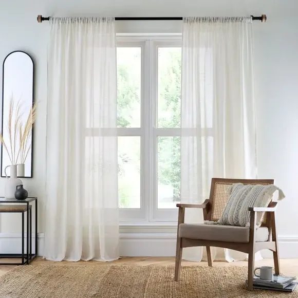 Slot Top Unlined Curtains - Natural, Voile
