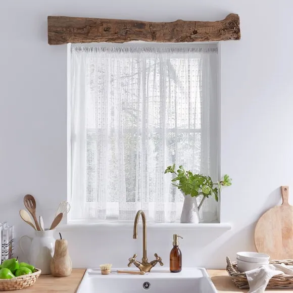 Slot Top Voile Curtain - White, Polyester