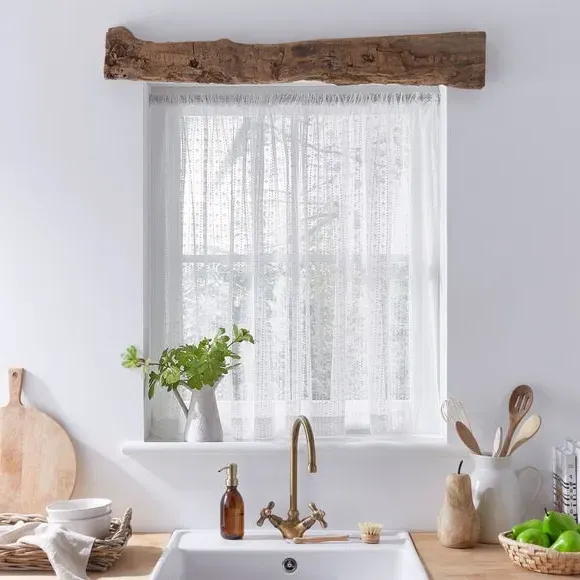 Slot Top Voile Curtain - White, Polyester