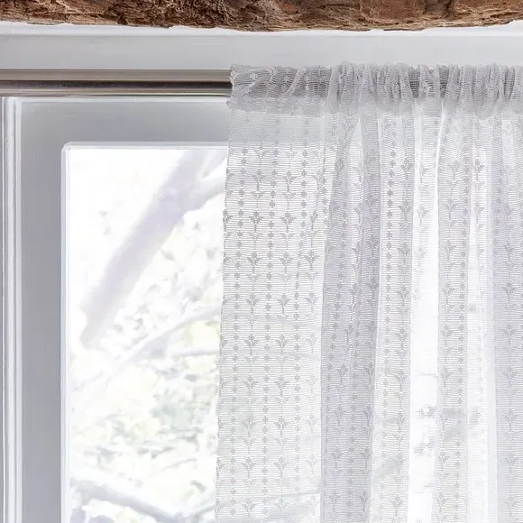 Slot Top Voile Curtain - White, Polyester