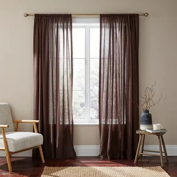 Slot Top Voile Curtains - Bitter Chocolate, Cotton