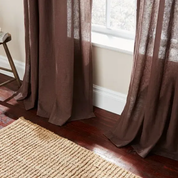 Slot Top Voile Curtains - Bitter Chocolate, Cotton