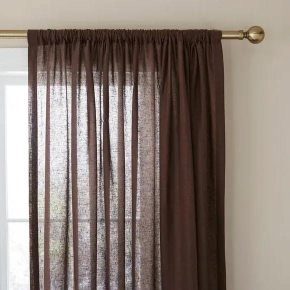 Slot Top Voile Curtains - Bitter Chocolate, Cotton image