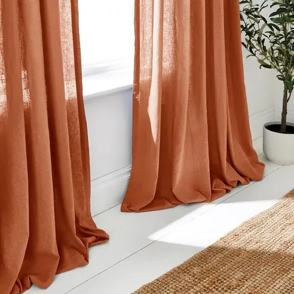 Slot Top Voile Curtains - Butterscotch, Cotton