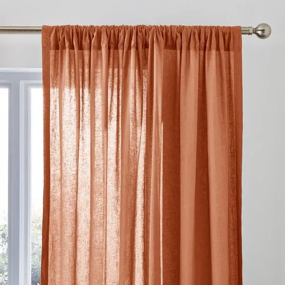 Slot Top Voile Curtains - Butterscotch, Cotton