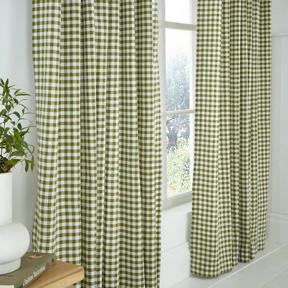 Slot Top Voile Curtains - Green, Cotton