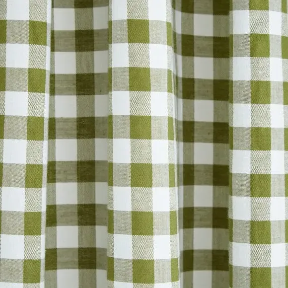 Slot Top Voile Curtains - Green, Cotton