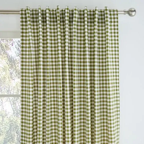 Slot Top Voile Curtains - Green, Cotton image