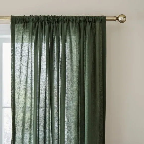 Slot Top Voile Curtains - Pine Green, Cotton