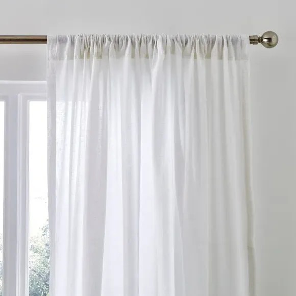 Slot Top Voile Curtains - White, Cotton Linen